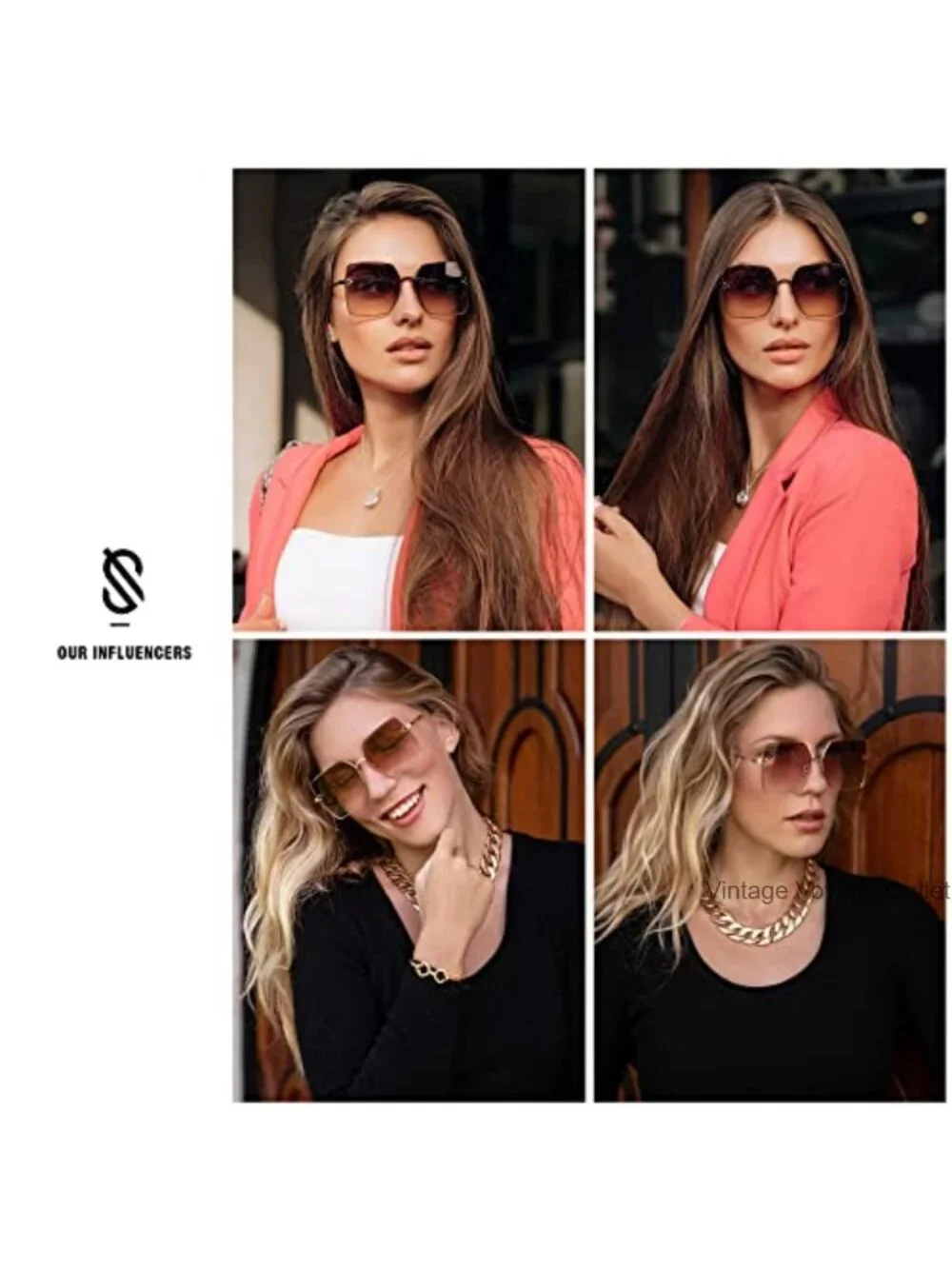 Metal Frame Square Sunglasses Women UV Protection Driving Sport